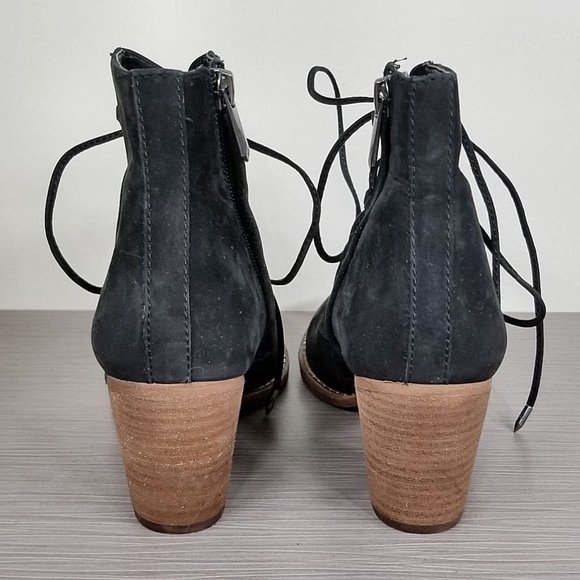 Sam Edelman Millard Lace-Up Bootie, Black Leather, Womens Size 7 M / 37 - Picture 5 of 10